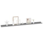 vidaXL Nástenné police 2 ks, sivé 115x9x3 cm – Obrázok 3