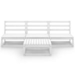 vidaXL 4-dielna záhradná sedacia súprava biela masívna borovica – Obrázok 3