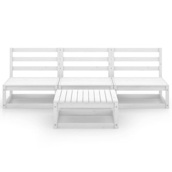 vidaXL 4-dielna záhradná sedacia súprava biela masívna borovica – Obrázok 3
