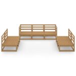 vidaXL 7-dielna záhradná sedacia súprava medovo-hnedá borovicový masív – Obrázok 3