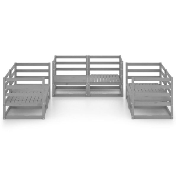 vidaXL 6-dielna záhradná sedacia súprava sivá masívne borovicové drevo – Obrázok 3