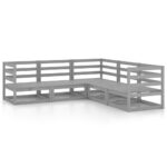 vidaXL 5-dielna záhradná sedacia súprava sivá borovicový masív – Obrázok 2