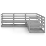 vidaXL 5-dielna záhradná sedacia súprava sivá borovicový masív – Obrázok 3