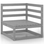 vidaXL 5-dielna záhradná sedacia súprava sivá borovicový masív – Obrázok 4