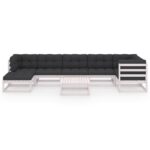 vidaXL 8-dielna záhradná sedacia súprava+podložky, borovicový masív – Obrázok 3