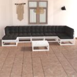 vidaXL 8-dielna záhradná sedacia súprava+podložky, borovicový masív