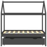 vidaXL Rám detskej postele so zásuvkou tmavosivý borovica 70x140 cm – Obrázok 3