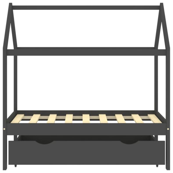 vidaXL Rám detskej postele so zásuvkou tmavosivý borovica 70x140 cm – Obrázok 3
