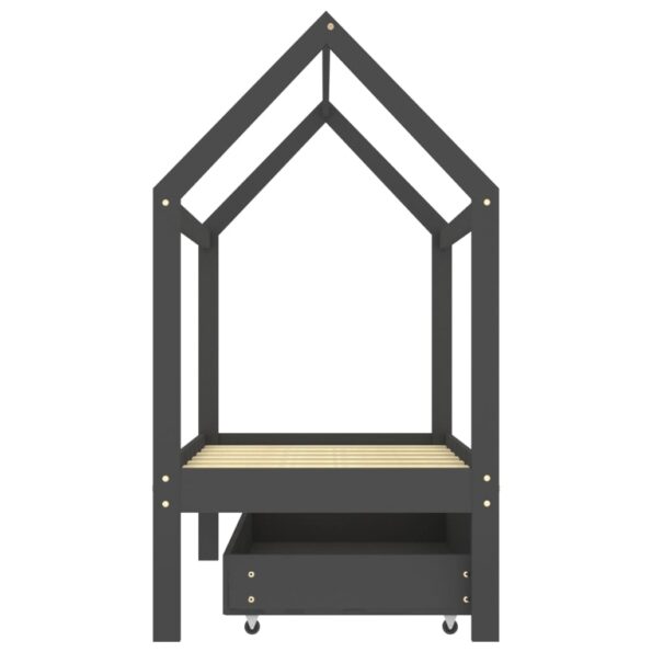 vidaXL Rám detskej postele so zásuvkou tmavosivý borovica 70x140 cm – Obrázok 4