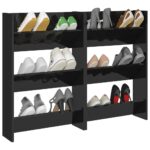 vidaXL Nástenné skrinky na topánky 2 ks, lesklé čierne 60x18x90 cm – Obrázok 3