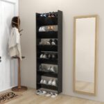 vidaXL Nástenné skrinky na topánky 2 ks, lesklé čierne 60x18x90 cm – Obrázok 4