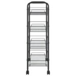 vidaXL Kuchynský vozík so 4 poschodiami čierny 46x26x85 cm železný – Obrázok 4