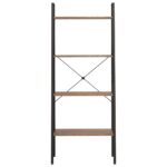 vidaXL 4-poschodová rebríková polica tmavohnedá a čierna 56x35x140 cm – Obrázok 3
