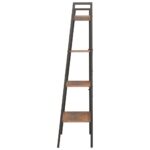 vidaXL 4-poschodová rebríková polica tmavohnedá a čierna 56x35x140 cm – Obrázok 4