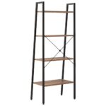 vidaXL 4-poschodová rebríková polica tmavohnedá a čierna 56x35x140 cm – Obrázok 5