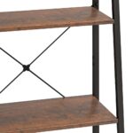 vidaXL 4-poschodová rebríková polica tmavohnedá a čierna 56x35x140 cm – Obrázok 6