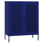 vidaXL Úložná skrinka námornícka modrá 80x35x101,5 cm oceľ – Obrázok 2