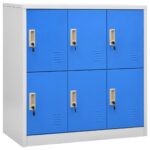 vidaXL Uzamykacia skriňa bledosivá a modrá 90x45x92,5 cm oceľová