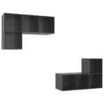 vidaXL Nástenné TV skrinky 4 ks lesklé sivé drevotrieska – Obrázok 2