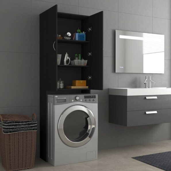 vidaXL Skrinka na práčku čierna 64x25,5x190 cm – Obrázok 4