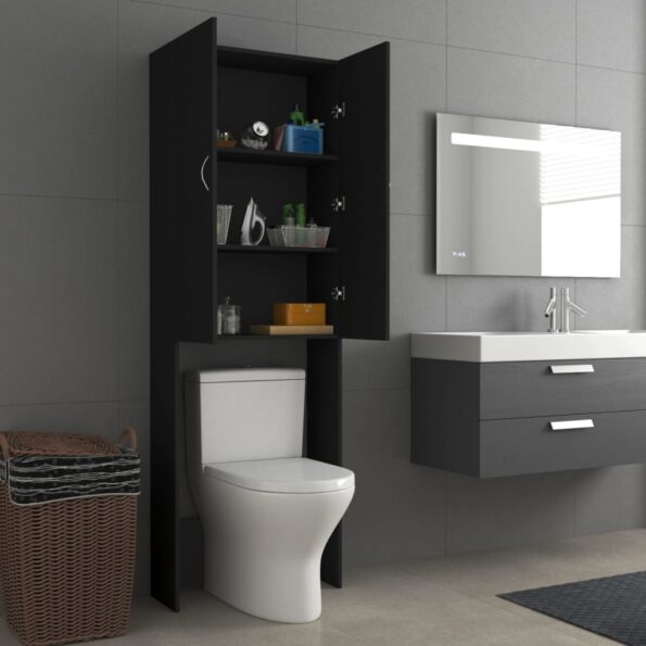 vidaXL Skrinka na práčku čierna 64x25,5x190 cm – Obrázok 5