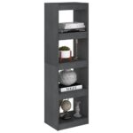 vidaXL Knižnica/deliaca stena sivá 40x30x135,5 cm masívna borovica – Obrázok 4
