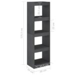 vidaXL Knižnica/deliaca stena sivá 40x30x135,5 cm masívna borovica – Obrázok 8