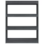 vidaXL Knižnica/deliaca stena sivá 100x30x103 cm masívna borovica – Obrázok 6