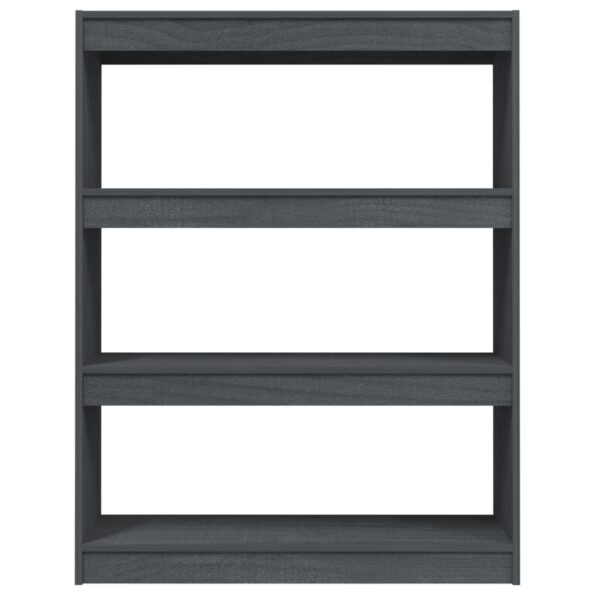 vidaXL Knižnica/deliaca stena sivá 100x30x103 cm masívna borovica – Obrázok 6
