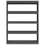 vidaXL Knižnica/deliaca stena sivá 100x30x135,5 cm masívna borovica – Obrázok 6