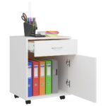 vidaXL Skrinka na kolieskach biela 45x38x54 cm drevotrieska – Obrázok 4