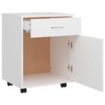 vidaXL Skrinka na kolieskach biela 45x38x54 cm drevotrieska – Obrázok 7