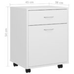 vidaXL Skrinka na kolieskach biela 45x38x54 cm drevotrieska – Obrázok 8