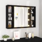 vidaXL Zrkadlová skrinka s LED čierna 76x15x55 cm – Obrázok 4
