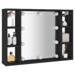 vidaXL Zrkadlová skrinka s LED čierna 76x15x55 cm – Obrázok 6