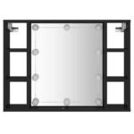 vidaXL Zrkadlová skrinka s LED čierna 76x15x55 cm – Obrázok 7