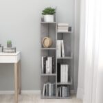 vidaXL Knižnica betónová sivá 48x25,5x140 cm drevotrieska – Obrázok 3