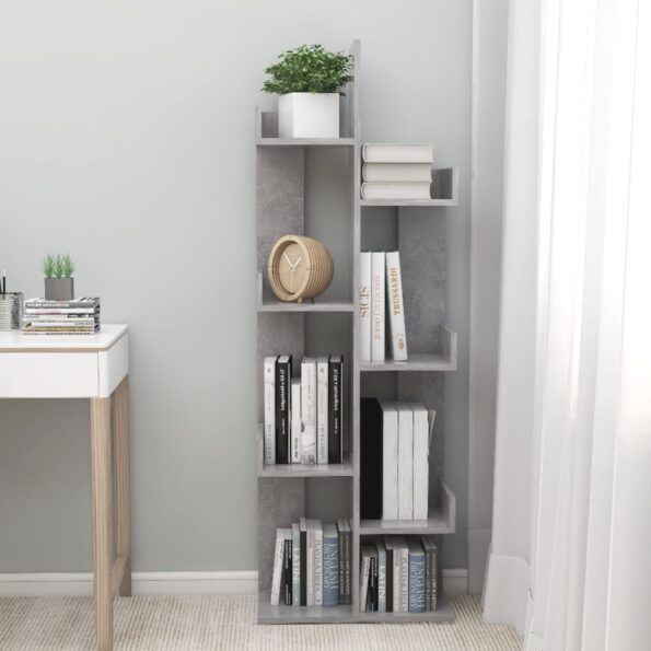 vidaXL Knižnica betónová sivá 48x25,5x140 cm drevotrieska – Obrázok 3