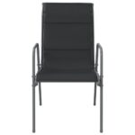 vidaXL Záhradné stoličky 4 ks oceľ a textilén čierne – Obrázok 5