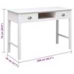 vidaXL Komoda biela 108x45x76 cm masívne drevo paulovnia – Obrázok 9