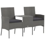 vidaXL 2miestna záhradná pohovka s čajovým stolíkom polyratan antracit – Obrázok 2