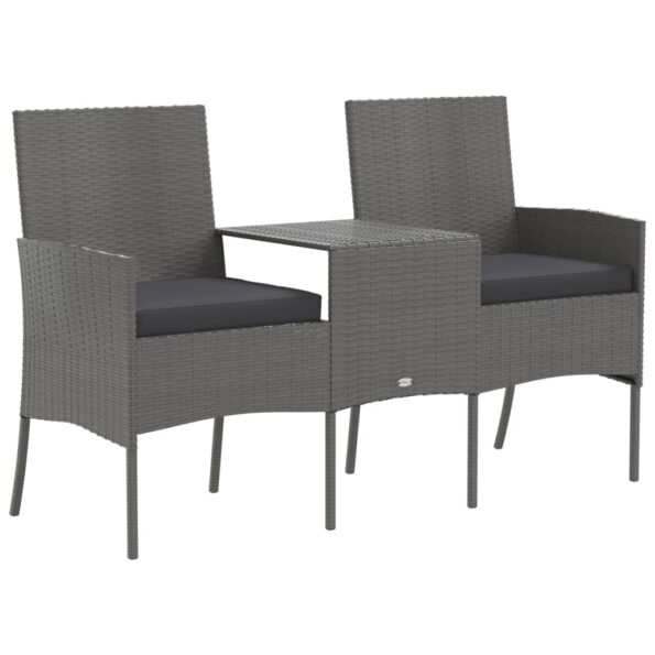 vidaXL 2miestna záhradná pohovka s čajovým stolíkom polyratan antracit – Obrázok 2