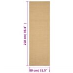 vidaXL Koberec prírodný sisal 80x250 cm – Obrázok 7