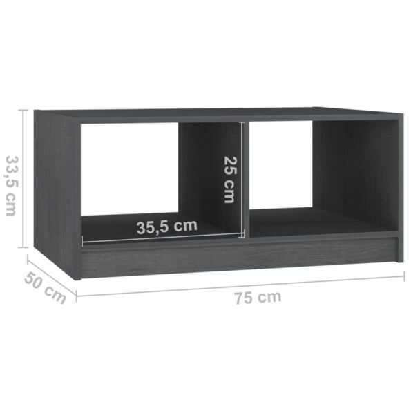 vidaXL Konferenčný stolík sivý 75x50x33,5 cm borovicový masív – Obrázok 8