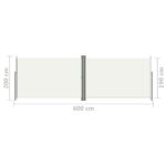 vidaXL Zaťahovacia bočná markíza krémová 200x600 cm – Obrázok 8