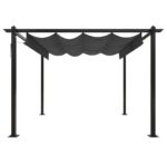 vidaXL Záhradný altánok so zaťahovacou strechou 3x3 m antracitový – Obrázok 3