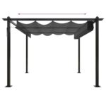 vidaXL Záhradný altánok so zaťahovacou strechou 3x3 m antracitový – Obrázok 6