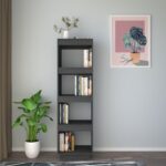 vidaXL Knižnica/deliaca stena sivá 40x35x135 cm masívna borovica – Obrázok 3