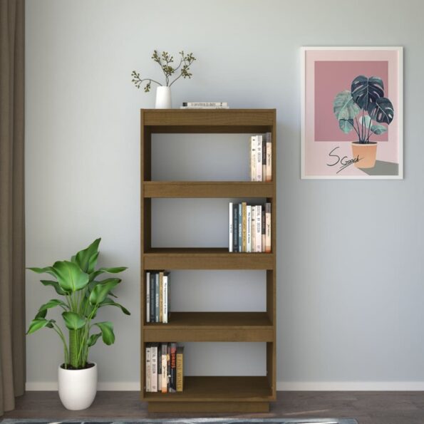 vidaXL Knižnica/deliaca stena medovo-hnedá 60x35x135cm borovicové drevo – Obrázok 3