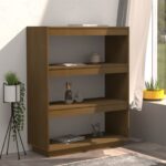 vidaXL Knižnica/deliaca stena medovo-hnedá 80x35x103 cm masívna borovica – Obrázok 3